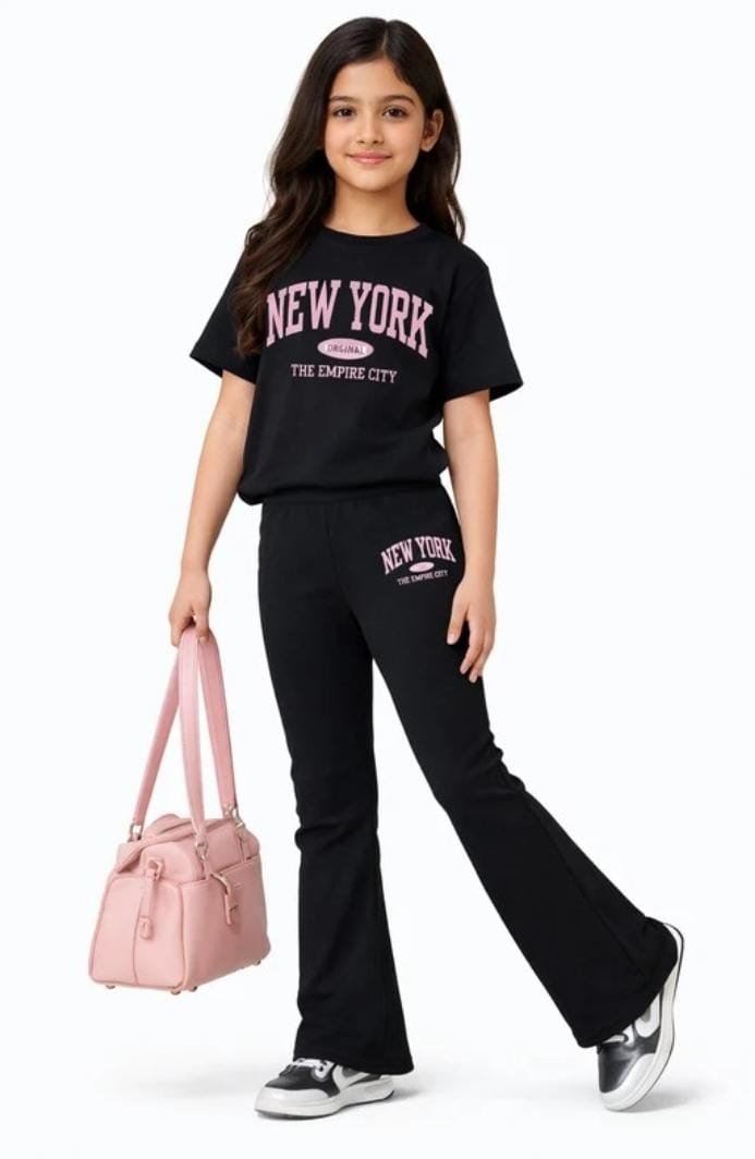 GIRLS  CASUAL T- SHIRT TRACK PANTS
