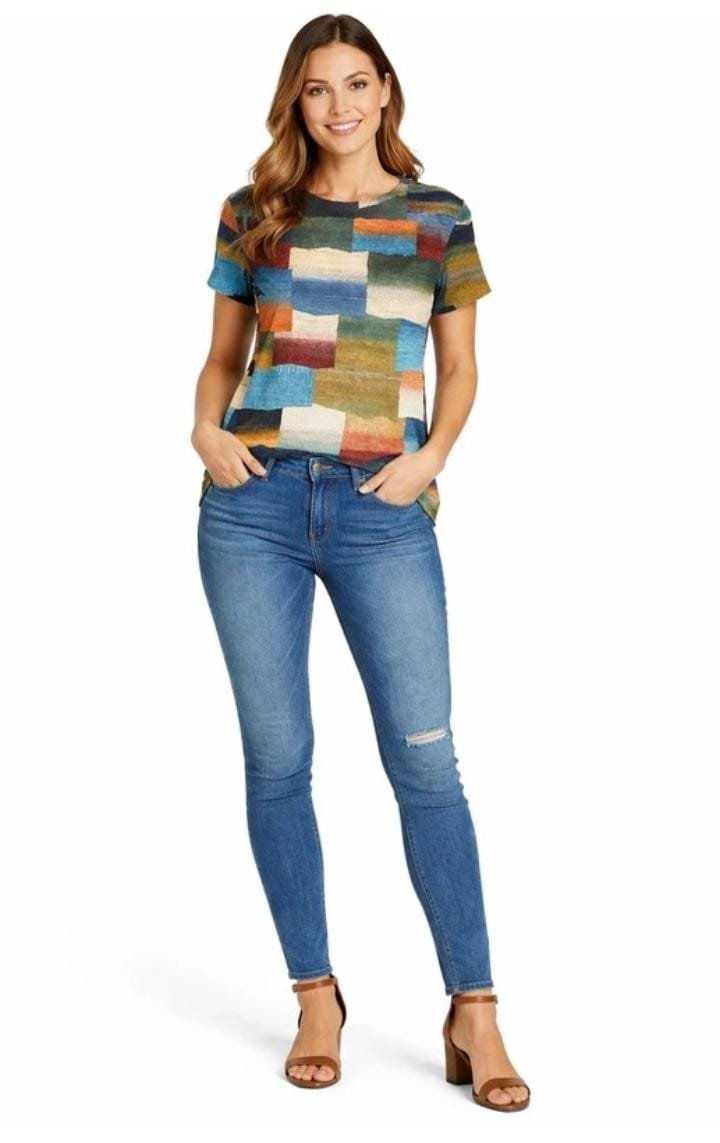 CASUAL REGULAR SLEEVES PRINTED WOMAN MULICOLOR TOP